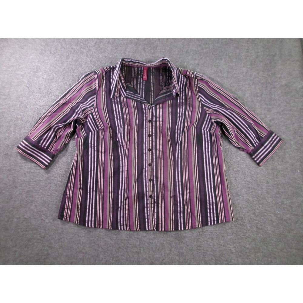 Gitano Top Women 18 Purple Striped Base Layer Capsule Office Work Causal
